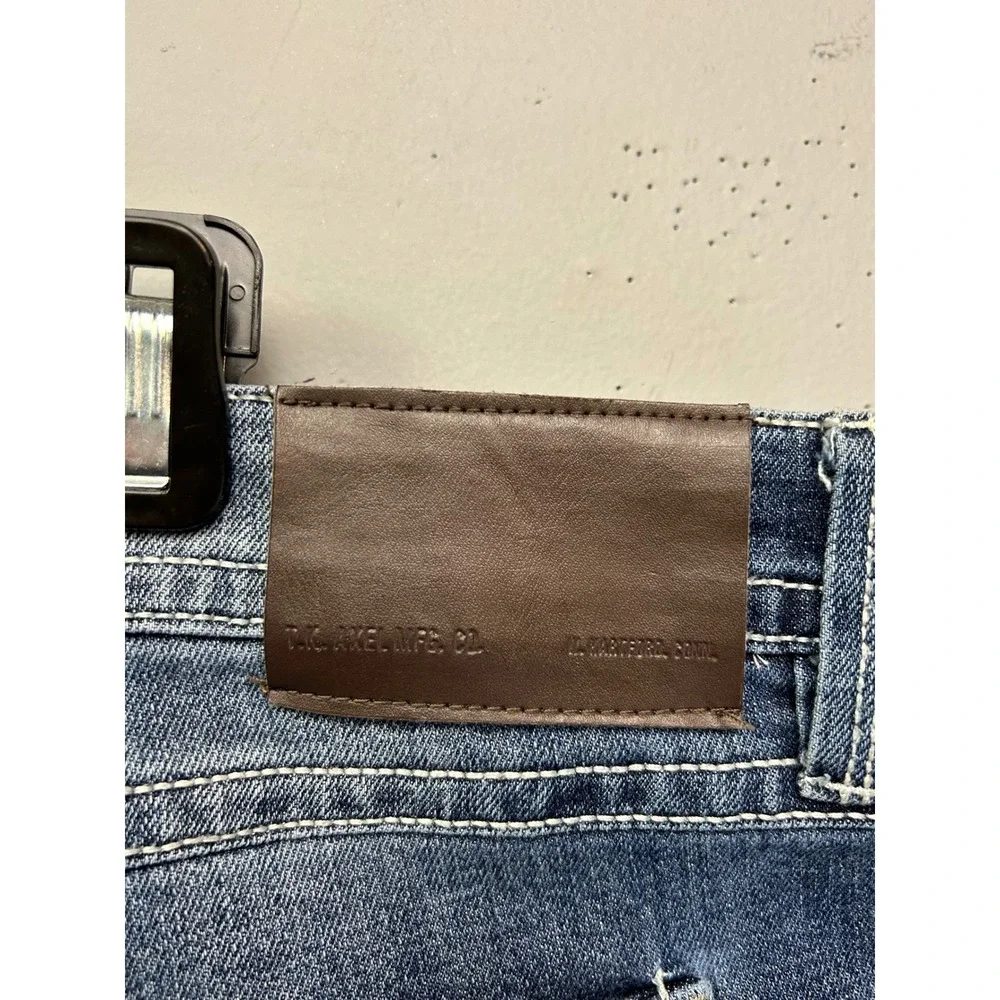 TK Axel Jeans Mens 40x30 Blue Slim Boot Medium Wash Contrast‎ Stitch Flap Pocket
